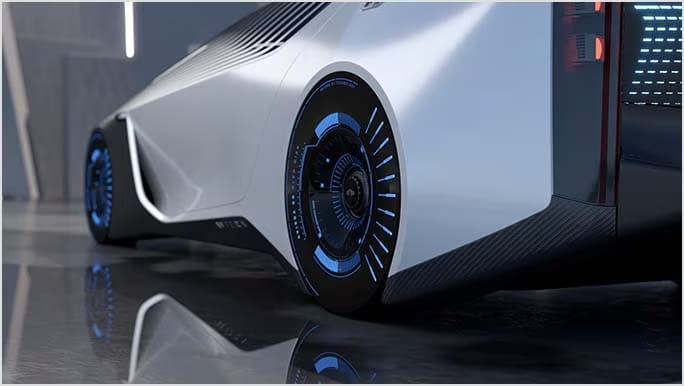 A 3D model of a white sports convertible with infrared technology.