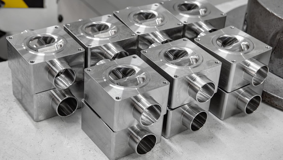 Custom-milled machine part made with CNC machine