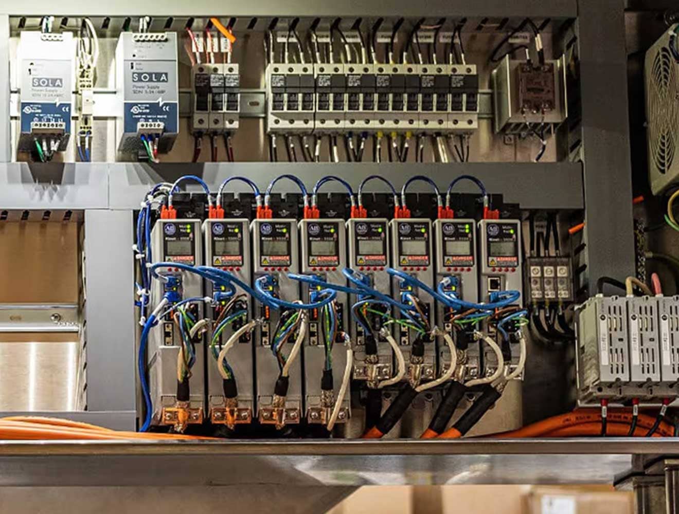 Full control panel for ice cream sandwich filler machine.