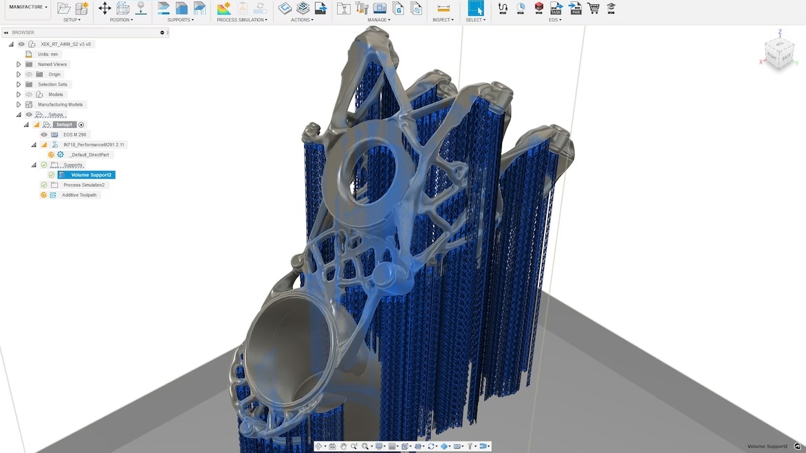 A screen capture of Autodesk Fusion shows a product design being prepared for 3D printing.