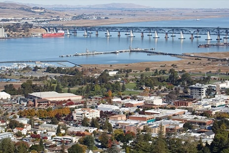 Aerial view of the bay in Central Contra Costa, California