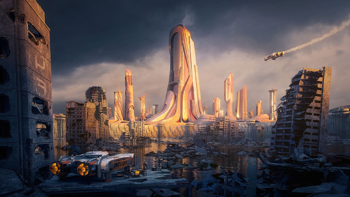 Paisaje urbano de ciencia ficción