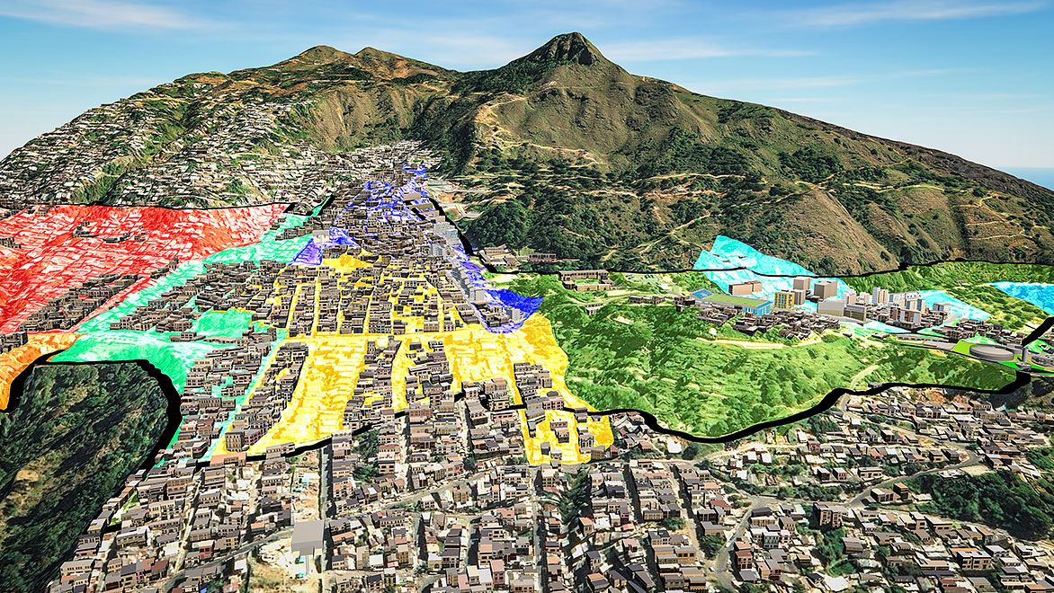Medellín landscape with overlay