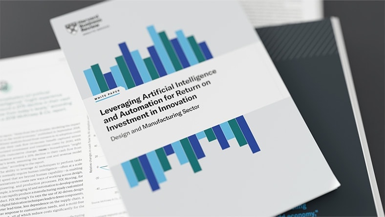 Cover of HBR report "Leveraging artificial intelligence and automation for return on investment in innovation"