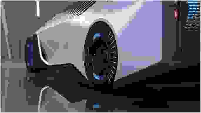 A 3D model of a white sports convertible with infrared technology.
