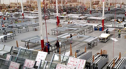 A view of building products being manufactured