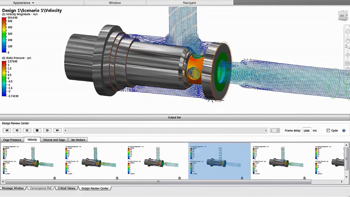 Autodesk CFD design study environment that visualizes fluid flow results