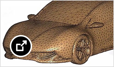 Surface wrap on a model sports car in CFD software 