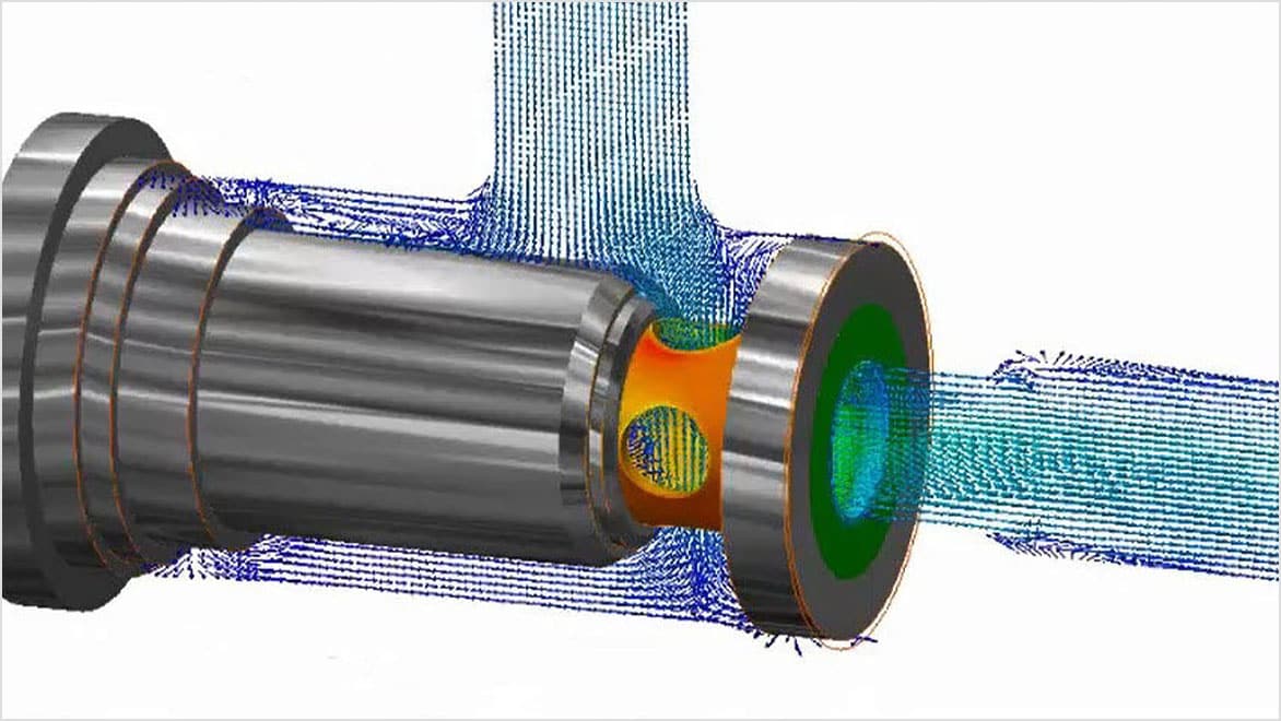 Autodesk CFD:s resultat av vätskeflödessimulering i en designstudiemiljö 