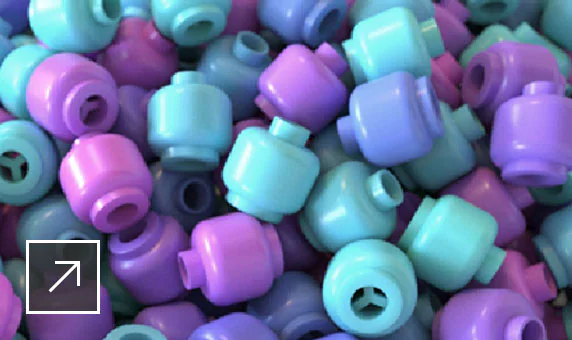 User interface of Maya featuring a black-and-white image of beads and the other in color with pink, blue, and purple beads