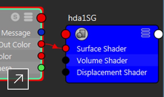 User interface of Arnold RenderView with a red circle displayed in the top left and the Attribute Editor panel open to the right