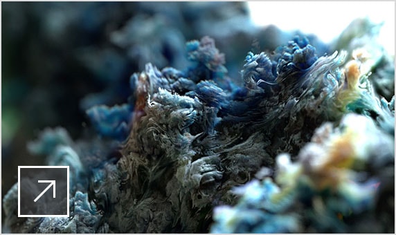 Close-up shot of a highly textured, bluish-grey and green, coral-like mass