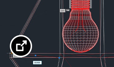 Nástroj Protažení uzlu použitý na obrázku žárovky ve webové aplikaci AutoCAD