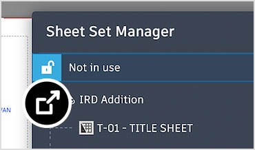 Sheet set manager and properties open within the AutoCAD web app