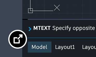 AutoCAD Web -näyttökuva, jossa näkyy muokattava MTEXT-objekti