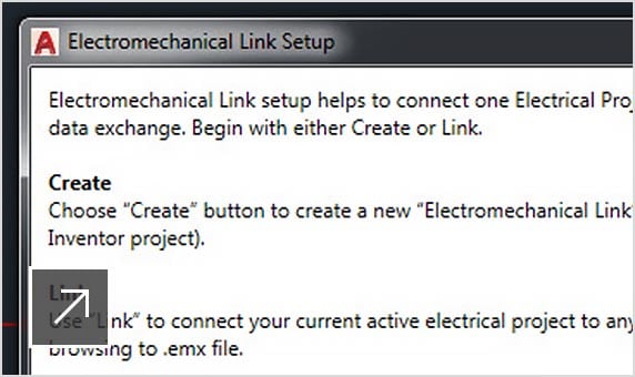 Electromechanical link set up panel open in user interface