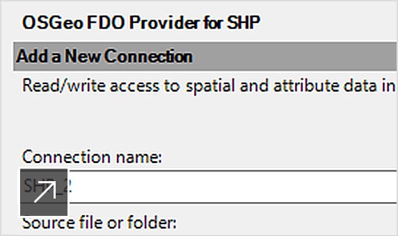 Adición de una nueva conexión al archivo ESRI SHP