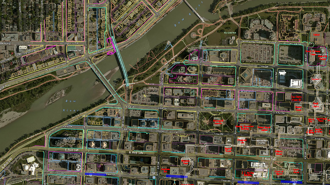Mappa di Calgary visualizzata nell'interfaccia utente del set di strumenti