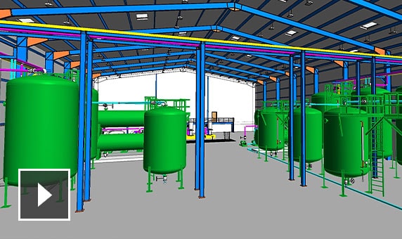 3D-piirustus vedenpuhdistamon sisätiloista