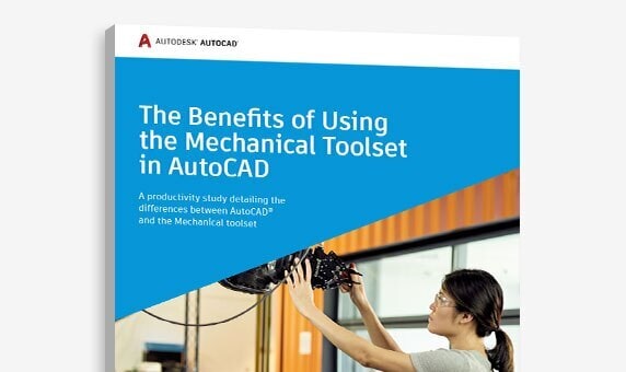 A „The Benefits of Using the Mechanical toolset in AutoCAD” (A Mechanical eszközkészlet használatának előnyei az AutoCAD-ben) tanulmány borítójának nézete