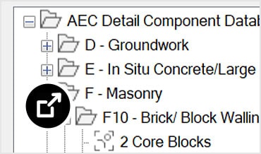 Arkkitehtonisten komponenttien valikko sisäkkäisellä komponenttikirjastolla