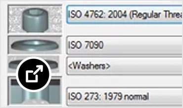 List displaying over 700,000 standard parts and features