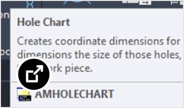 Drawing detailing tools menu featuring Hole Chart tool