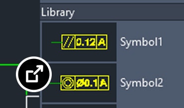 Capture d’écran de la bibliothèque de symboles montrant quatre symboles