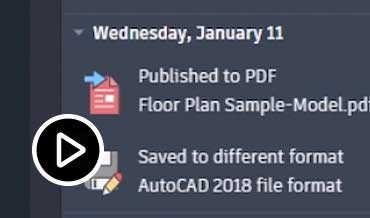 Video: Demonstration of the Activity Insight functionality inside AutoCAD including capturing edits and purges