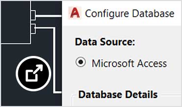 Menu Configurar base de dados sobreposto que mostra a funcionalidade do catálogo SQL