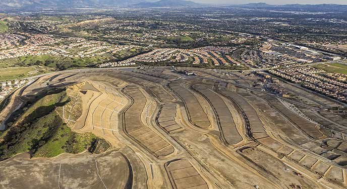 Aerial view of site development