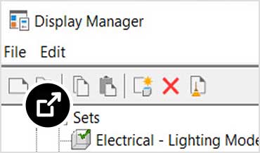 Display Manager-venster met meerdere weergaveopties