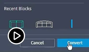 Vídeo: breve demonstração do recurso Blocos inteligentes: pesquisar e converter no AutoCAD