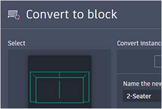 A dialog window open in Autodesk AutoCAD displays the Smart Blocks: Search and Convert tool.