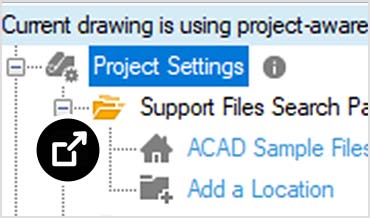 AutoCAD 2026 UI 中的“连接的支持文件”对话框