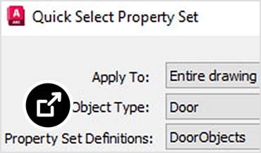 Quick select property set in AutoCAD Architecture 2026 UI