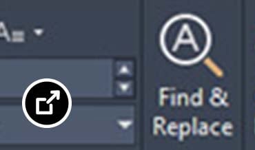Find and replace options in an AutoCAD Mechanical 2026 toolbar