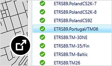 Coordinate System Library window listing geographic and projected coordinate systems with EPSG codes in AutoCAD Map 3D. 