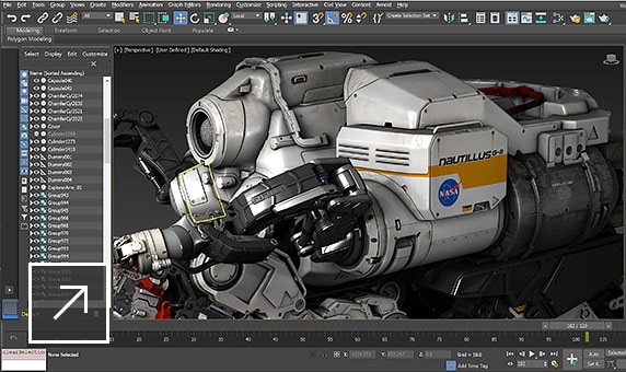 3ds Max szoftverrel renderelt NASA-űrhajó 3D modellje
