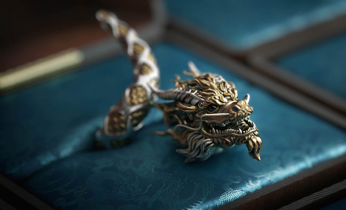 A dragon ornament, rendered in 3ds Max