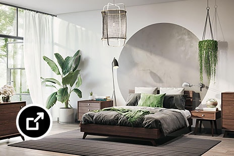 Rendering współczesnej sypialni w artystycznym stylu