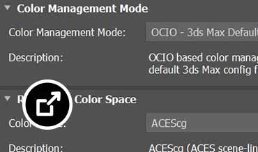 Colour Management interface in 3ds Max 