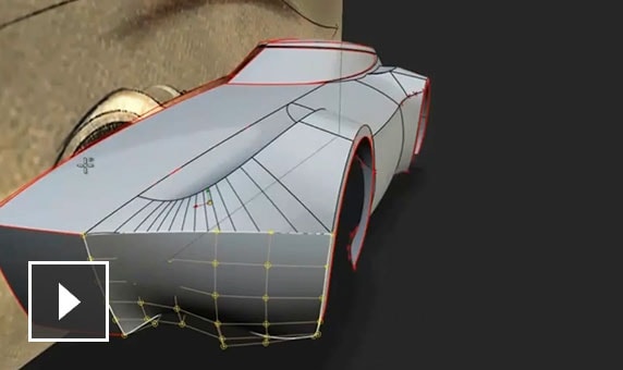 Video: Using Alias to sculpt and edit smooth, curved lines on a 3D model of a futuristic car