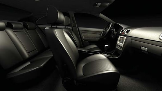 Interior shot of a car with black seats and silver-colored dashboard