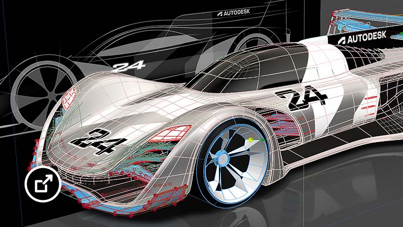 Obraz koncepcyjny bolidu wyścigowego opracowany za pomocą oprogramowania Alias Concept
