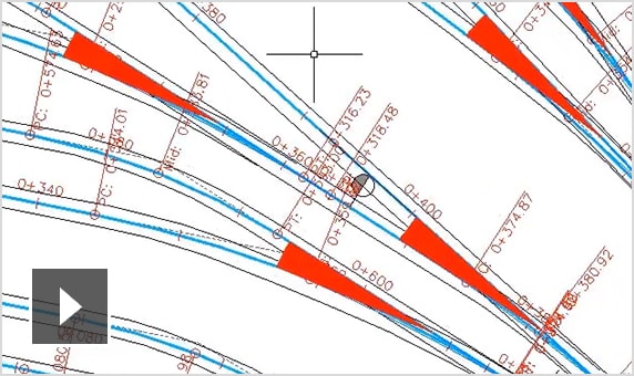 Video: Silent screencast showing use of the Alignment Layout tool palette on a drawing of a rail yard and station