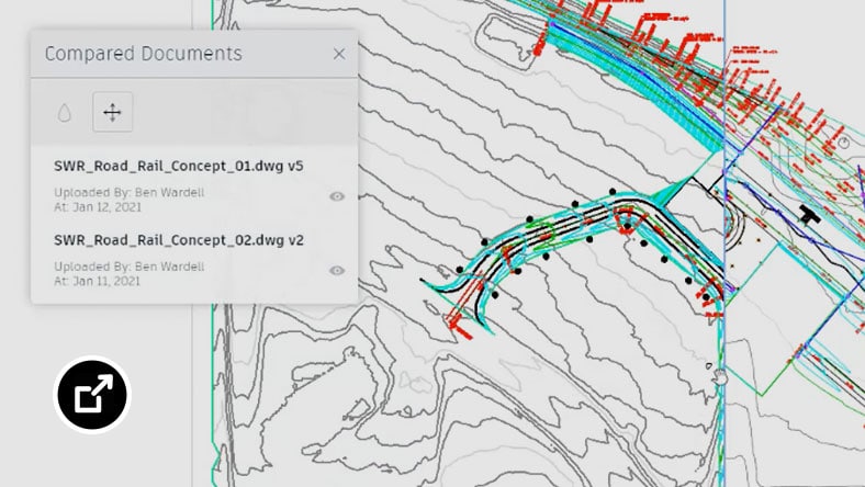 ArcGIS の GIS データと Civil 3D の設計データが統合された排水管の図面