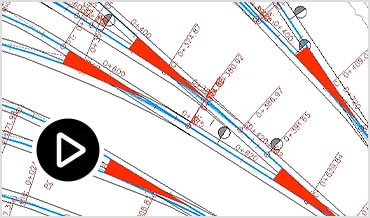 Video: Silent screencast showing use of the Alignment Layout tool palette on a drawing of a rail yard and station 