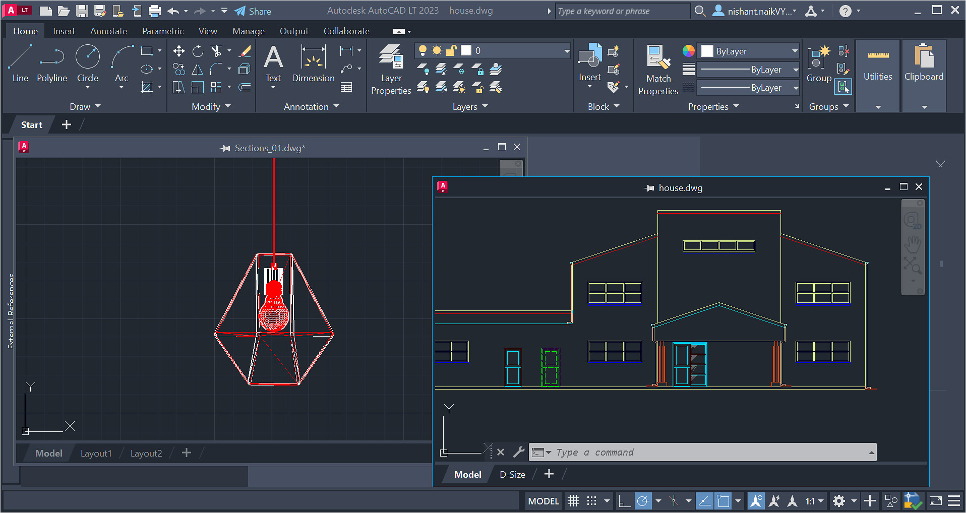 View of floating windows with side by side projects 