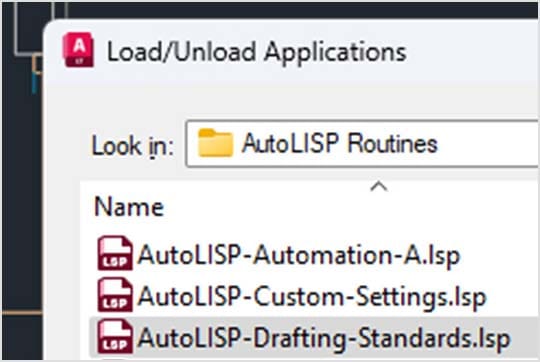 Chargement de l’application AutoLISP dans Autodesk AutoCAD LT